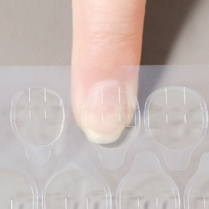 pressing jelly glue onto natural nail
