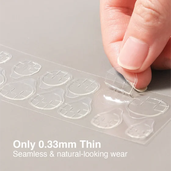 close-up view of jelly glue tabs