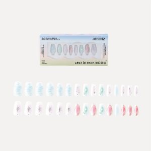 Extrasensory Universe press-on nail set with packaging and 30 nails arranged in assorted cosmic designs