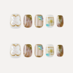 LOST in PARK Sunlight Opal short square press-on nail set layout
